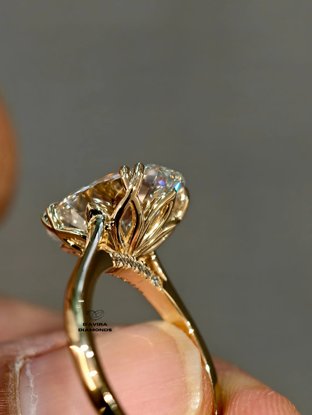 side view tulip set ring 