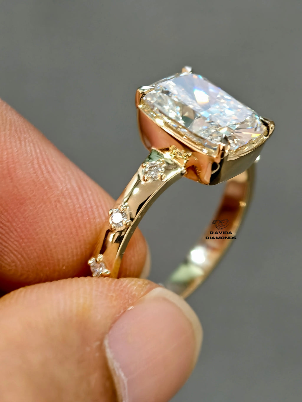 side view Flush Set wedding diamond Ring 