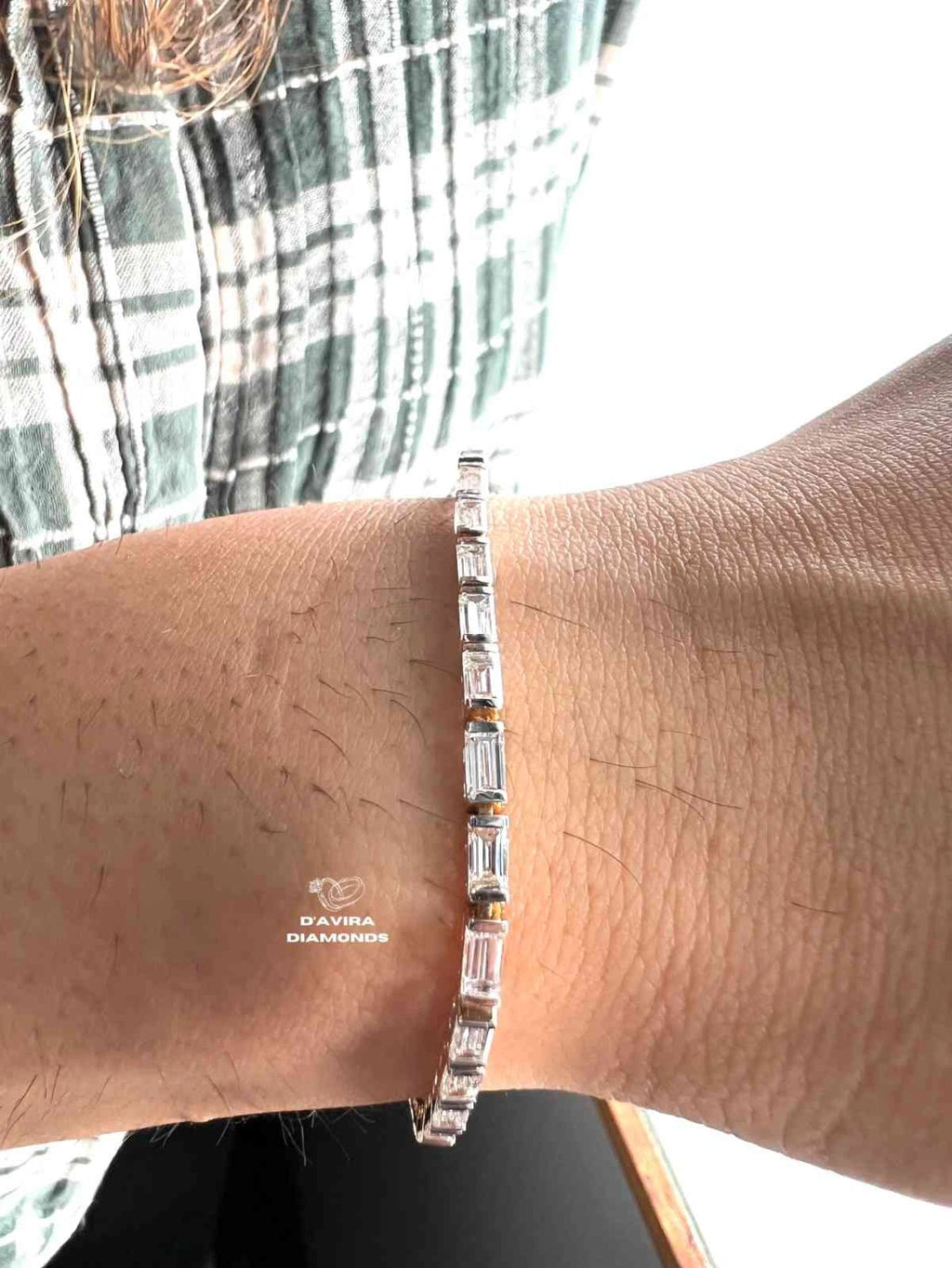 Yellow Gold Emerald cut lab grown diamond Wedding Bracelet