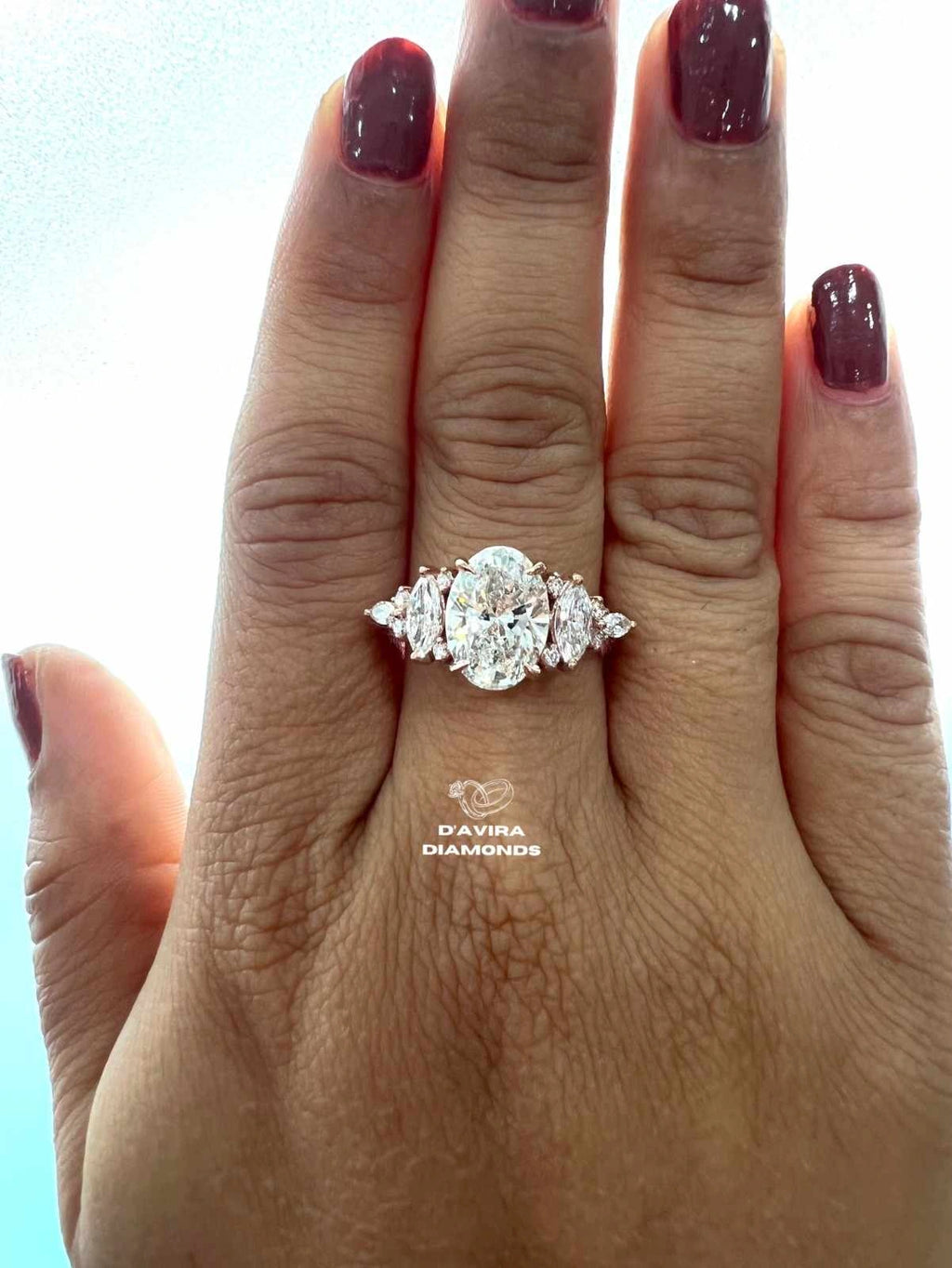 Accented Oval Cut Split Shank lab Diamond Ring