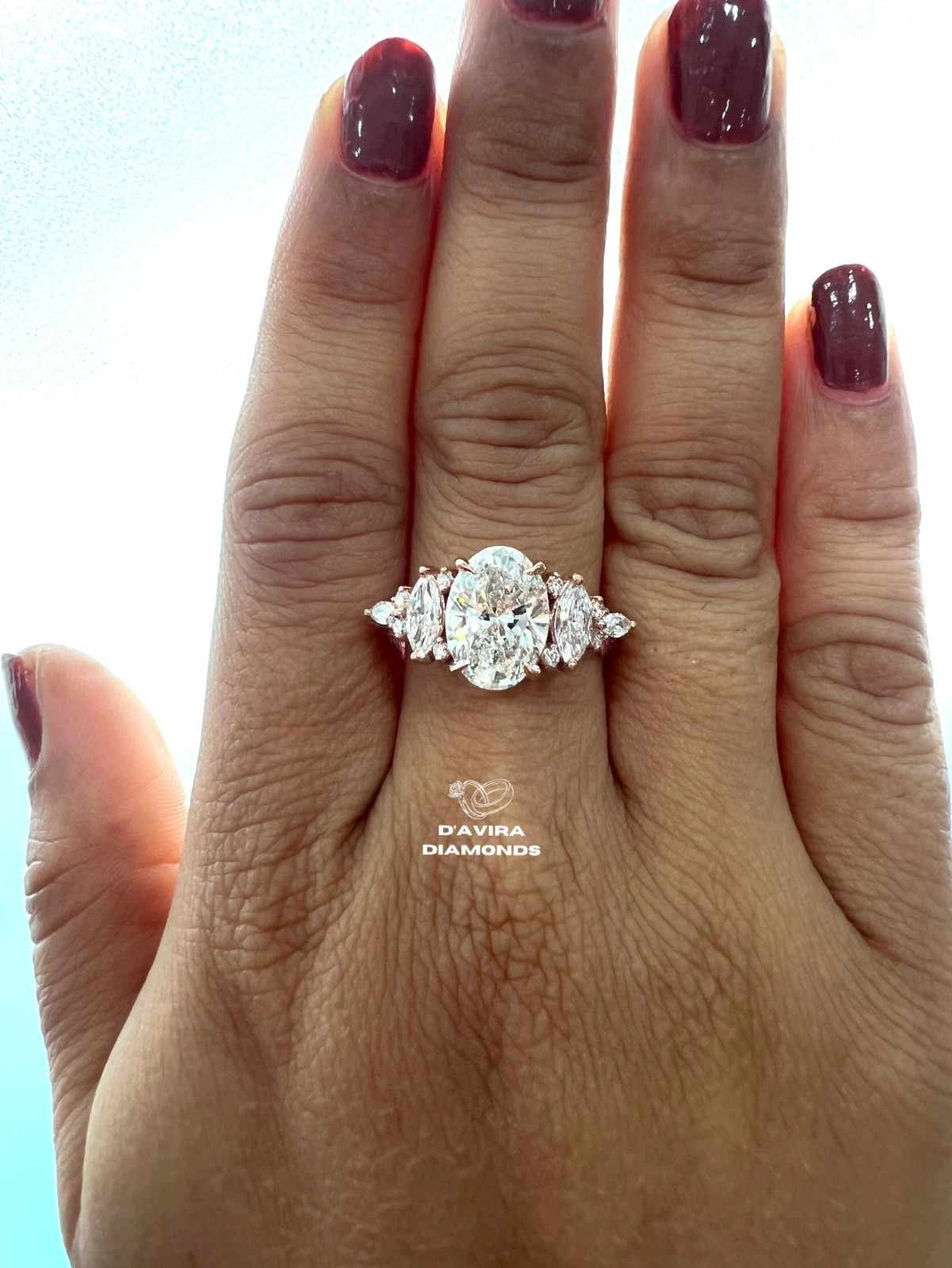 Accented Oval Cut Split Shank lab Diamond Ring