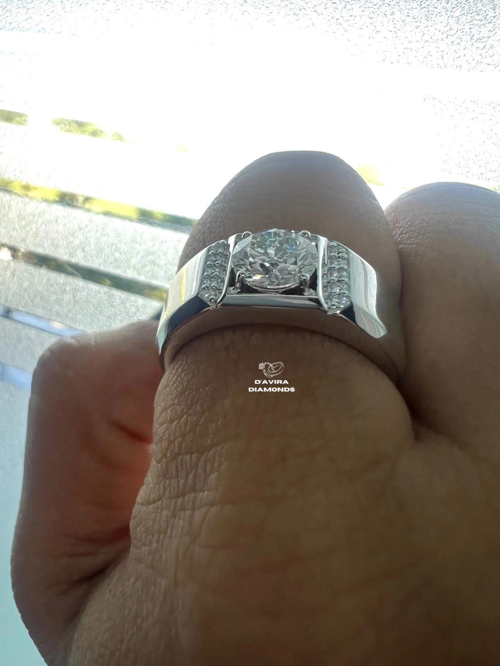 Round Cut Lab Diamond Engagement Ring For Men