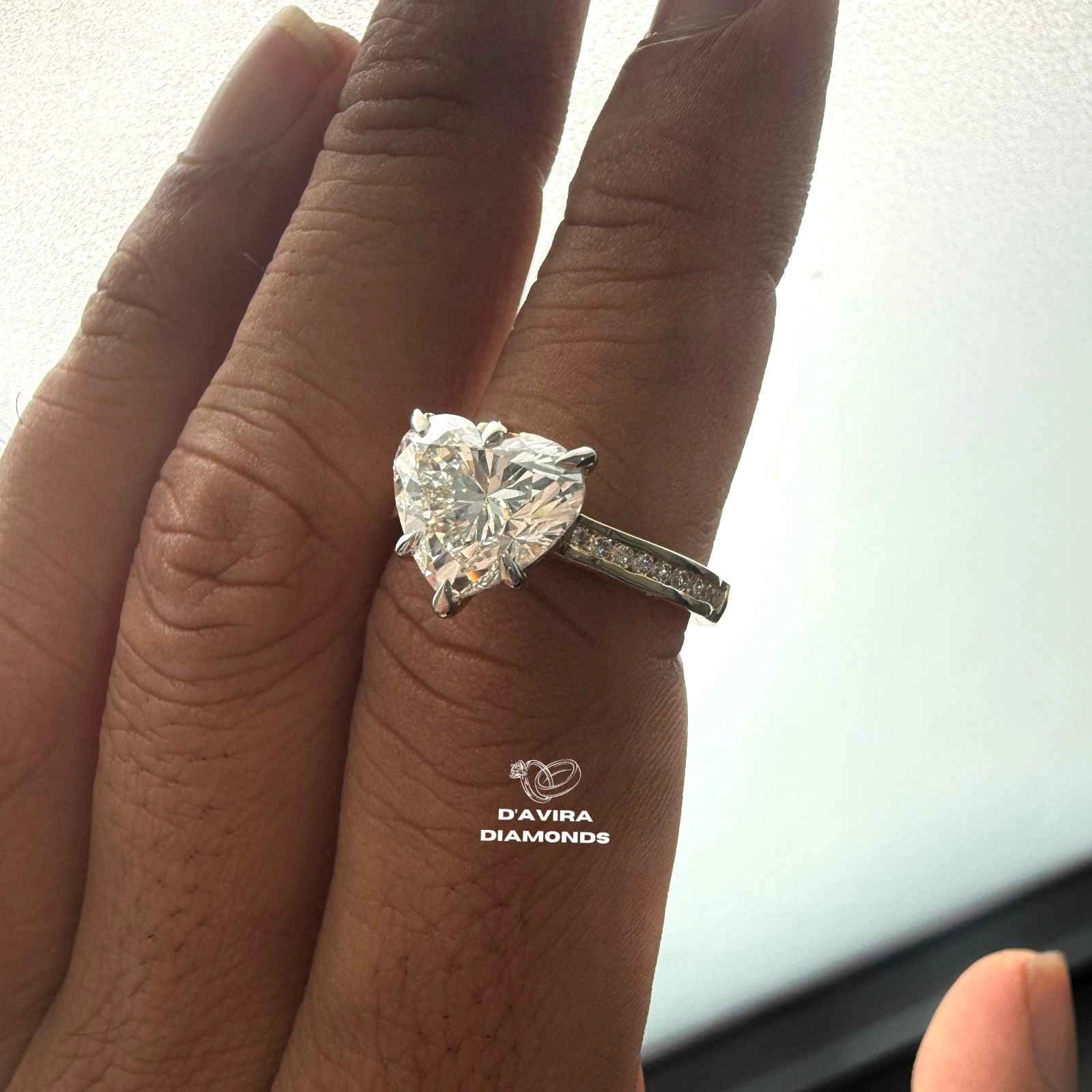 Heart Cut Lab Grown Diamond Channel Set Ring