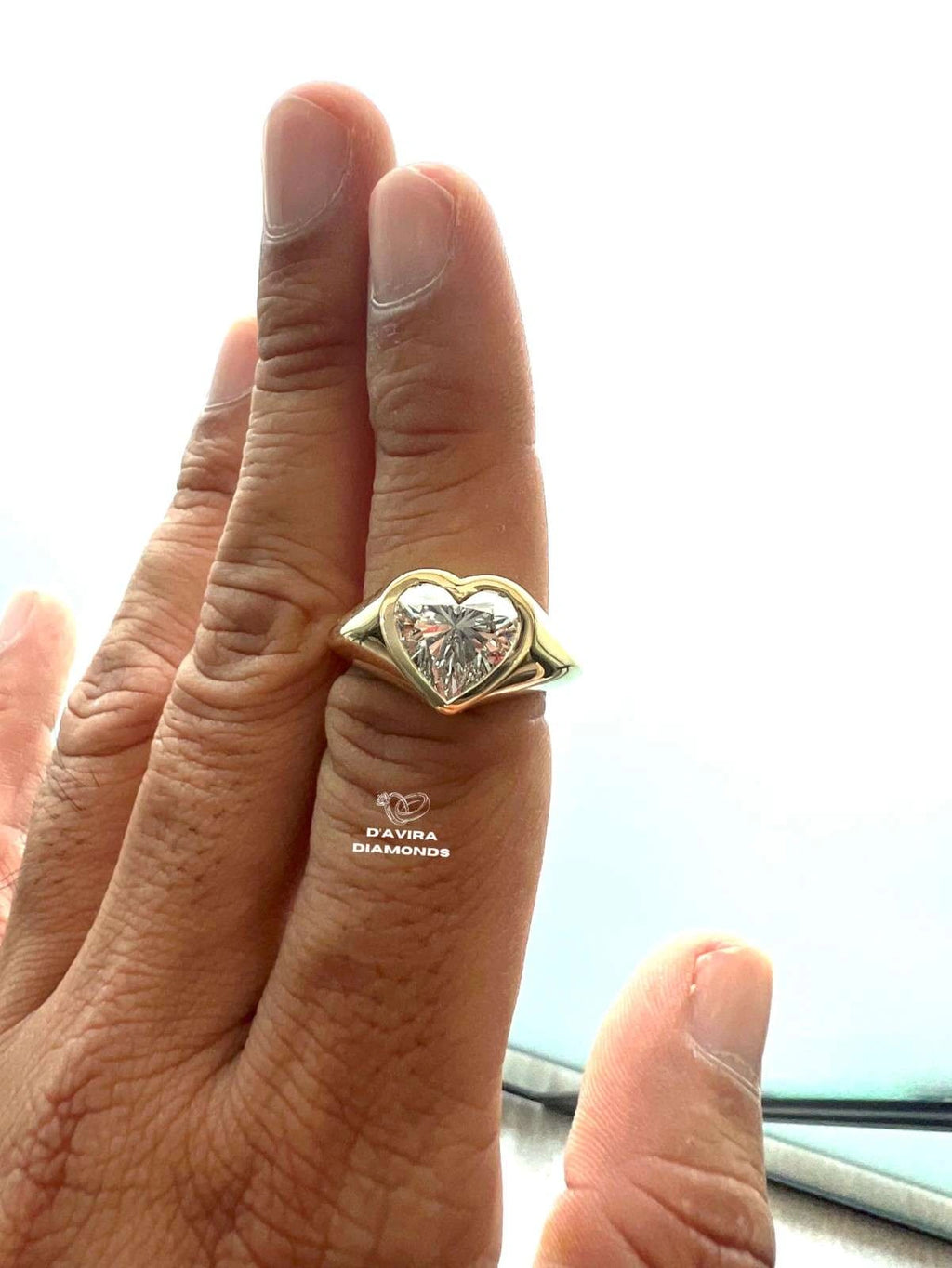 Heart Cut Bezel Lab Diamond Engagement Ring