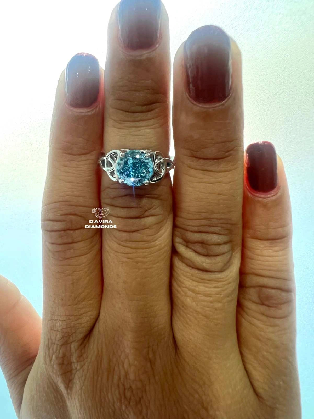 White Gold Wild Stone Round Cut Lab Diamond Ring
