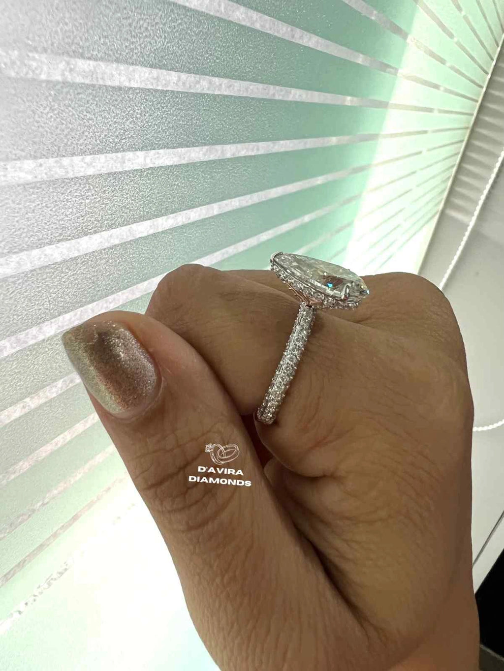 Solitaire Pear Cut Hidden Halo Lab Diamond Ring