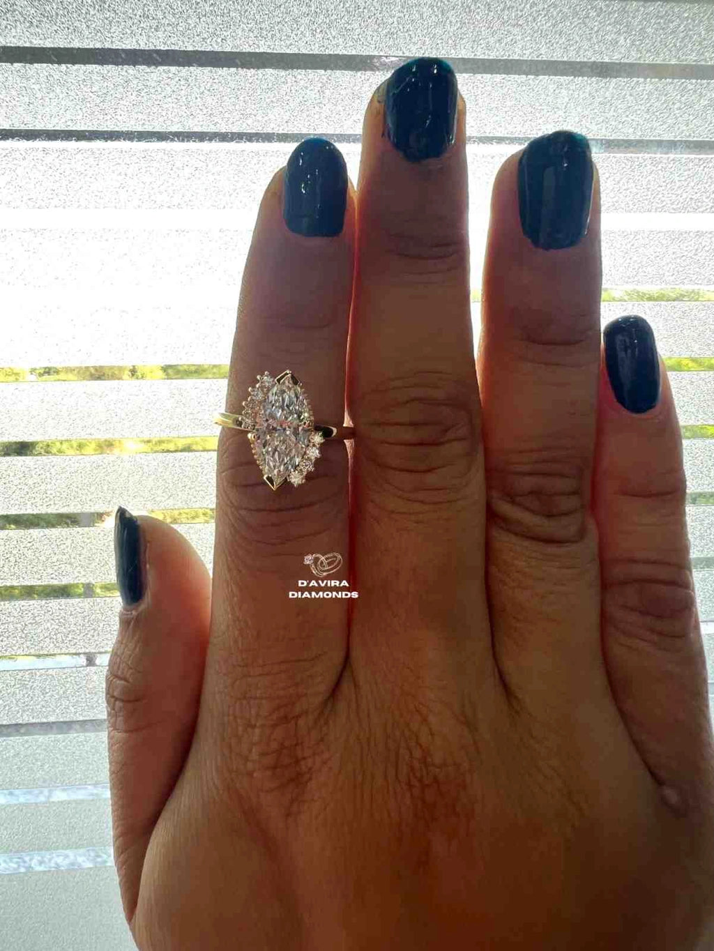 Marquise Cut Lab Diamond Cluster Ring For Women