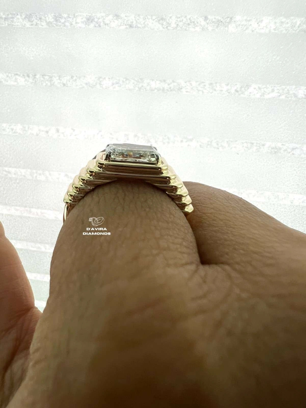 East West Elongated Cushion Cut Wedding Band For Men