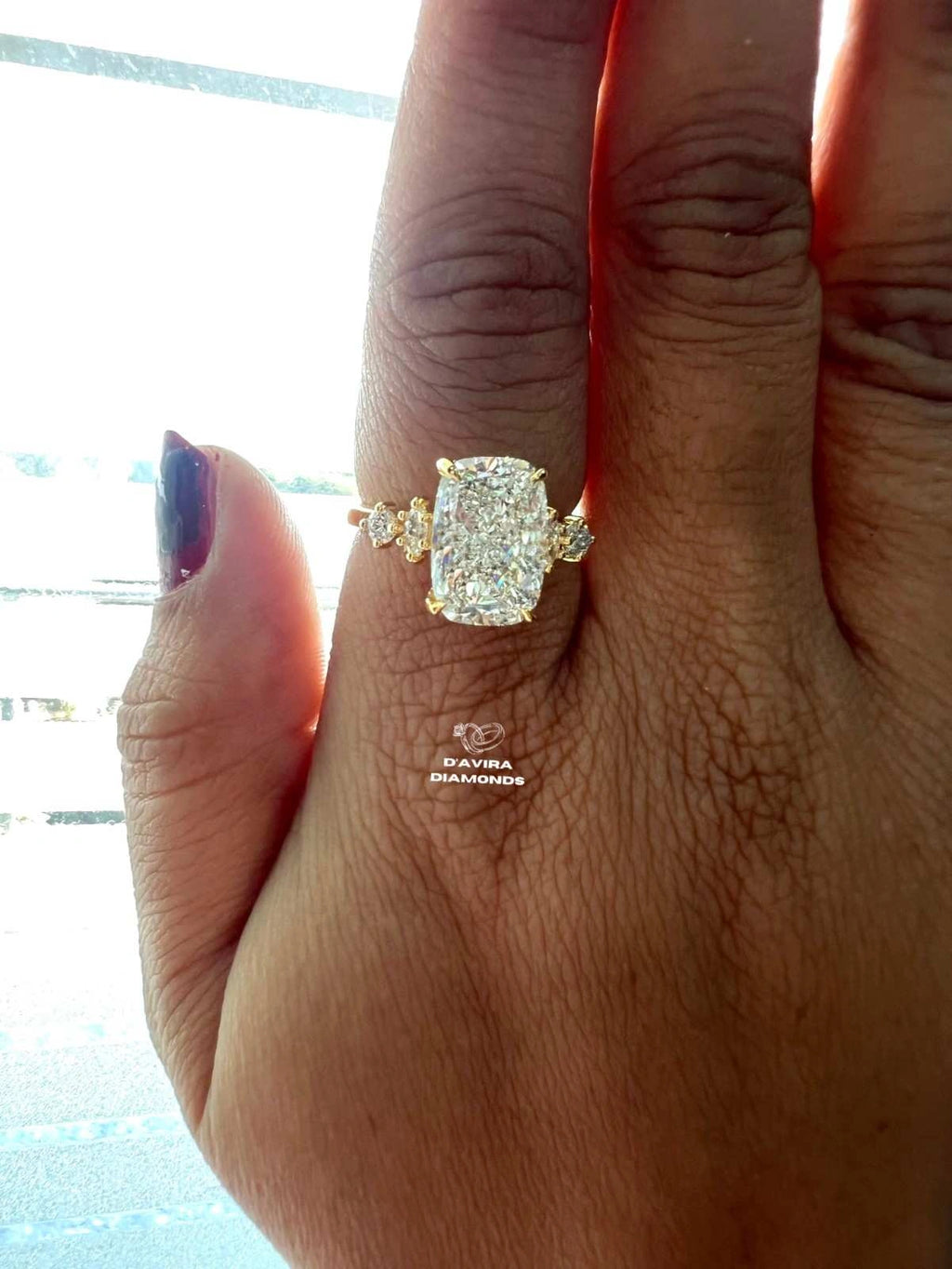Elongated Cushion Diamond Basket Set Solitaire Ring