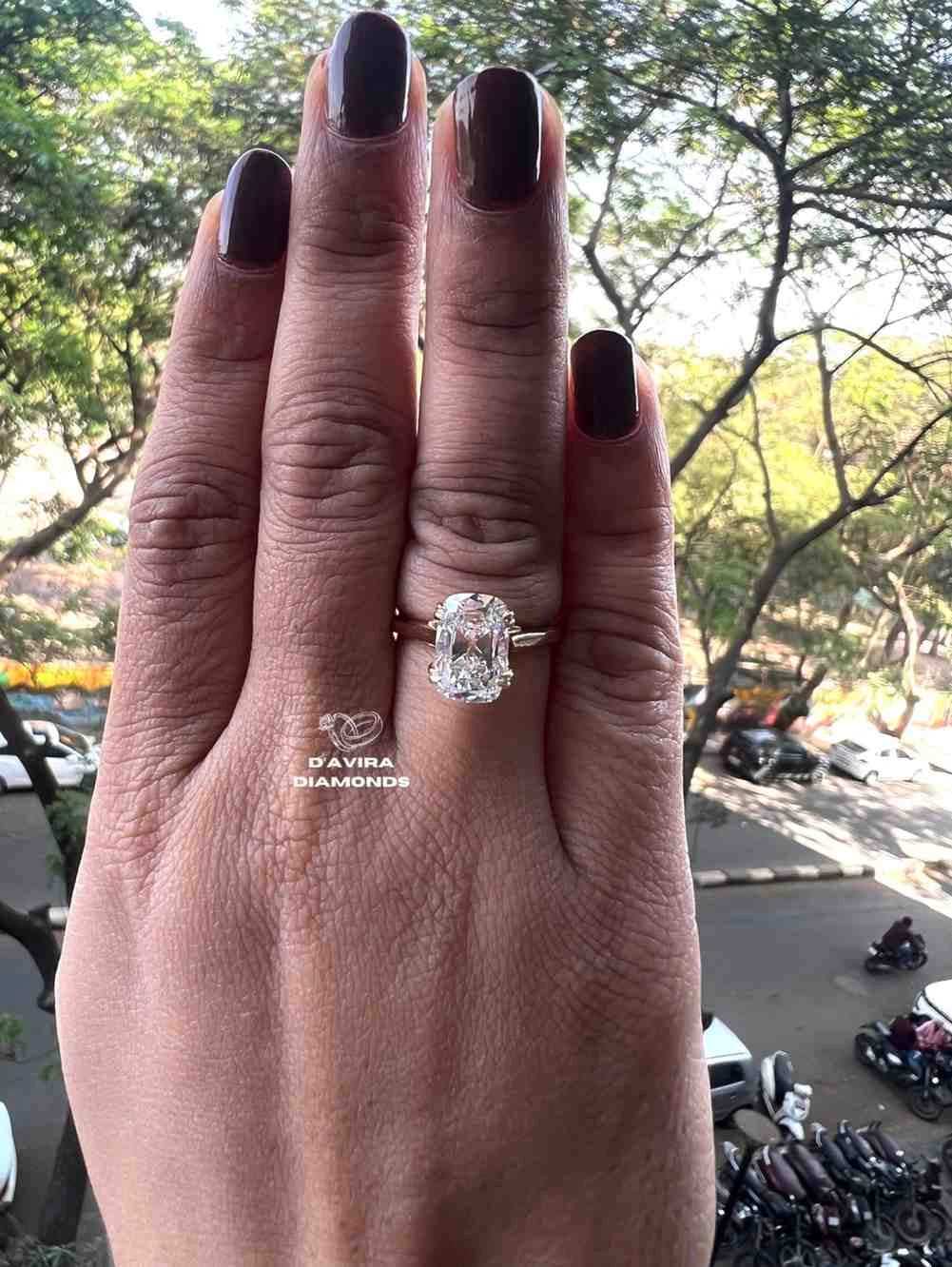 Cushion lab grown diamond engagement rings in solitaire style jewelry gifts for Her