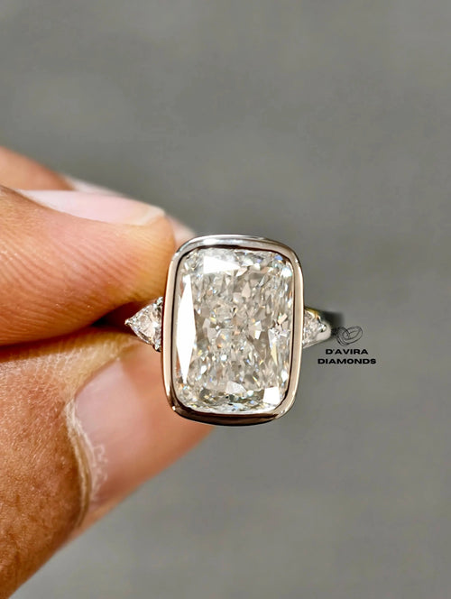 front view of the elongated cushion cut ring 