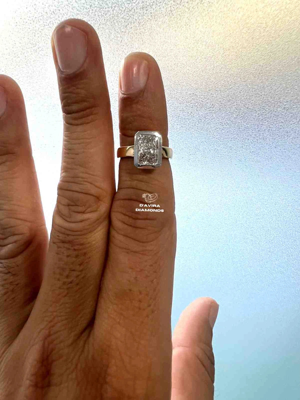 Radiant Cut Lab Diamond Bezel Set Solitaire Ring