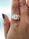 Three Stone Emerald Cut Lab Diamond Engagement Ring