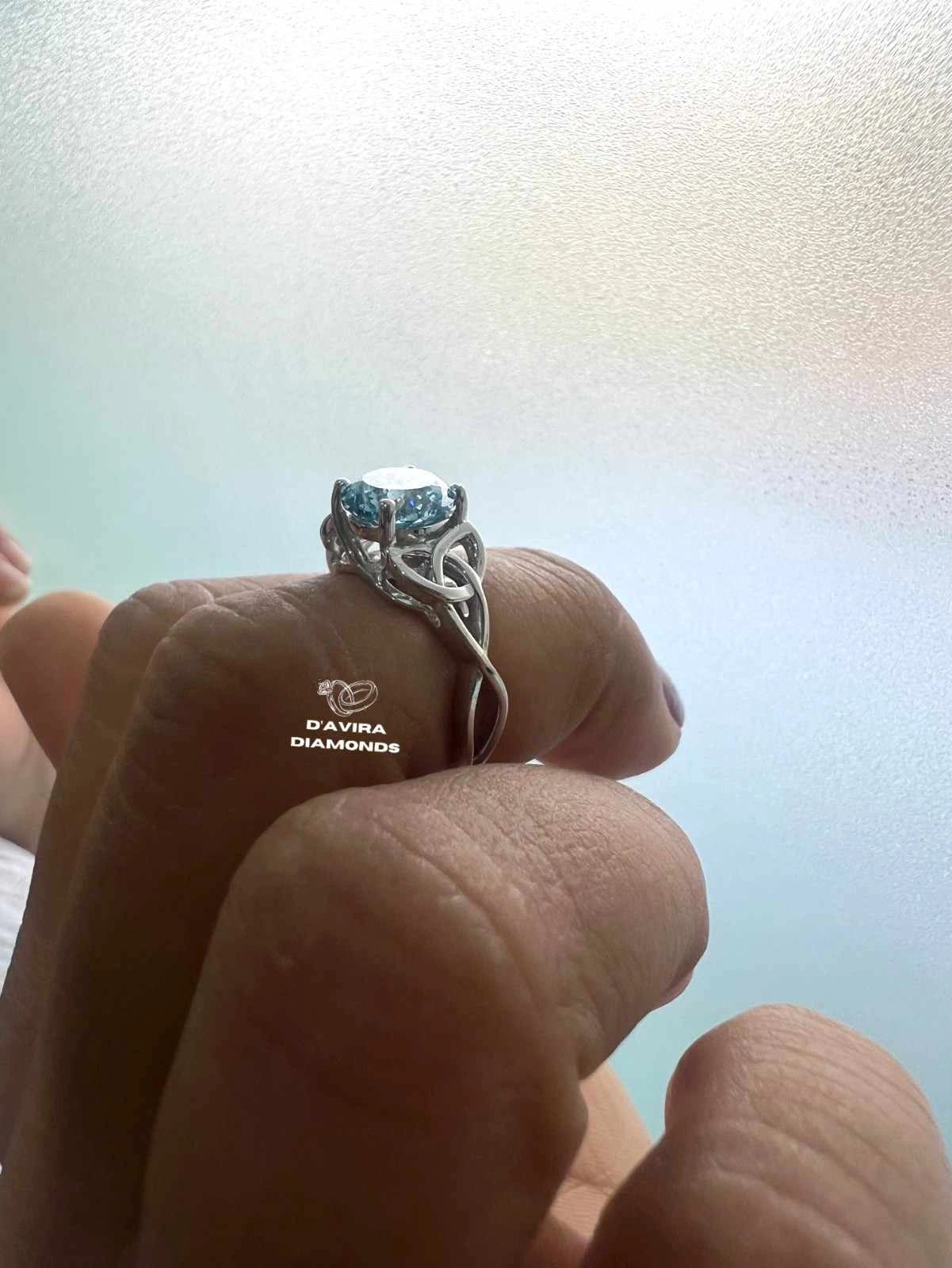 White Gold Wild Stone Round Cut Lab Diamond Ring