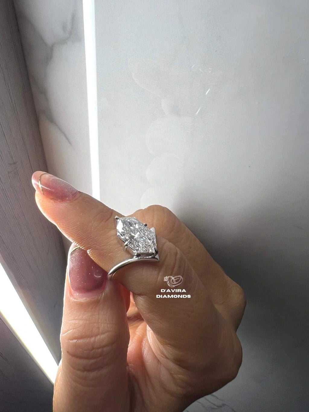 V Shape Hexagon Cut Solitaire Diamond Ring