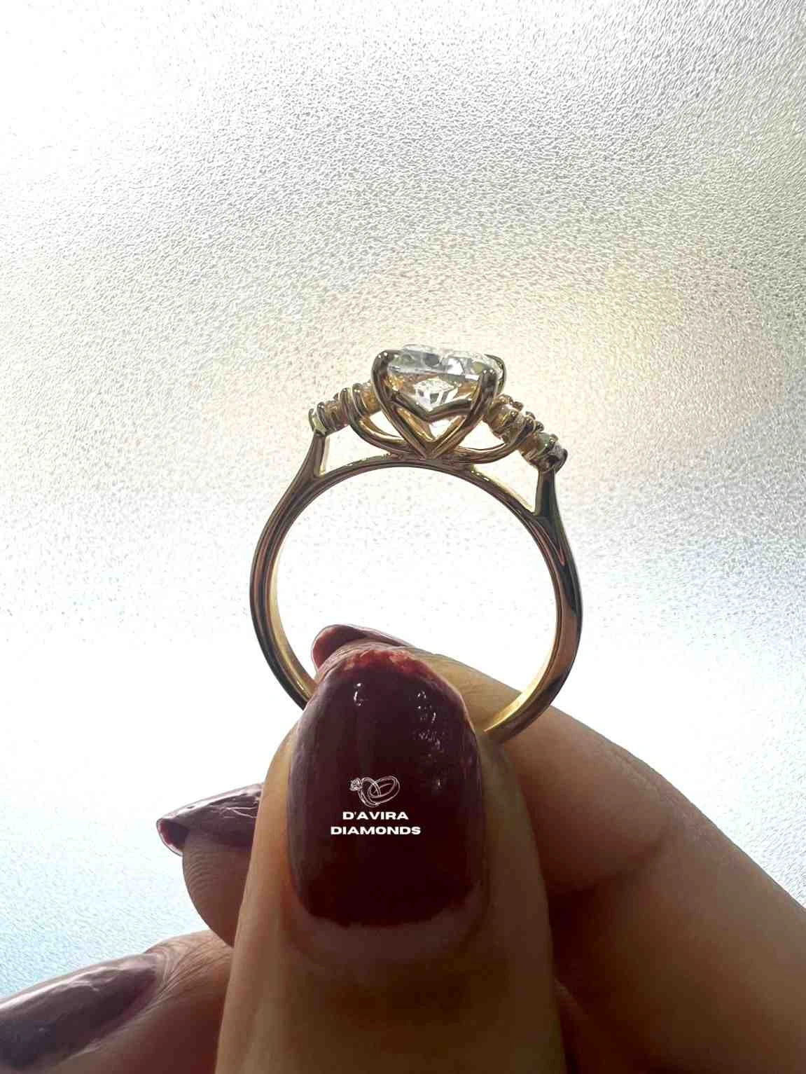 Elongated Cushion Cut Lab Diamond Cluster Yellow Gold Ring