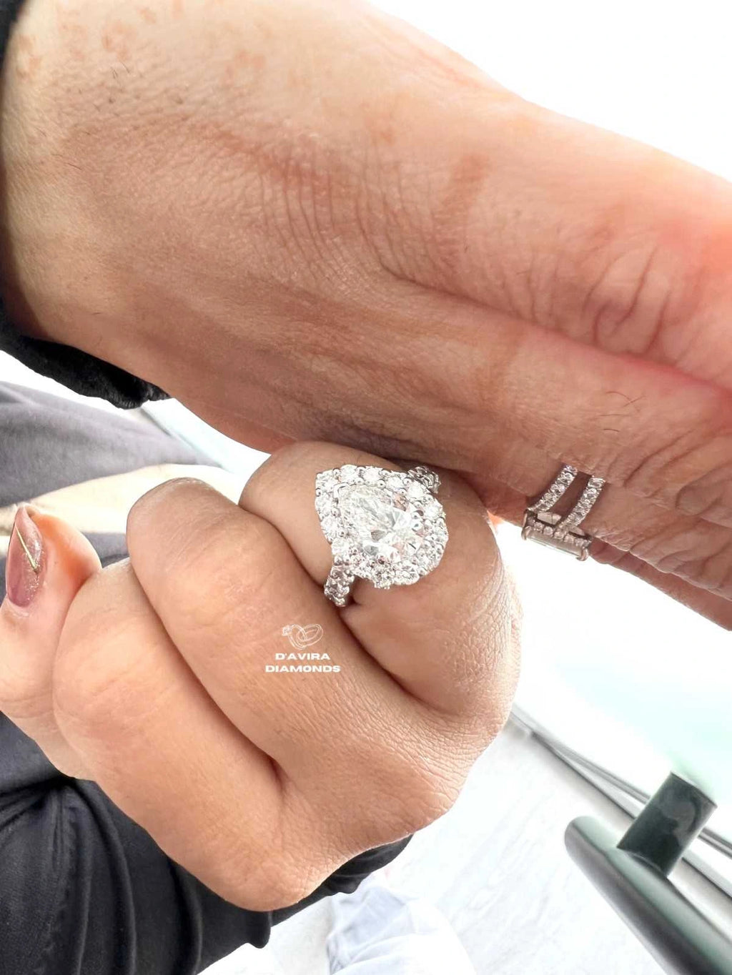 Pear Cut Lab Diamond Halo Wedding Ring For Women