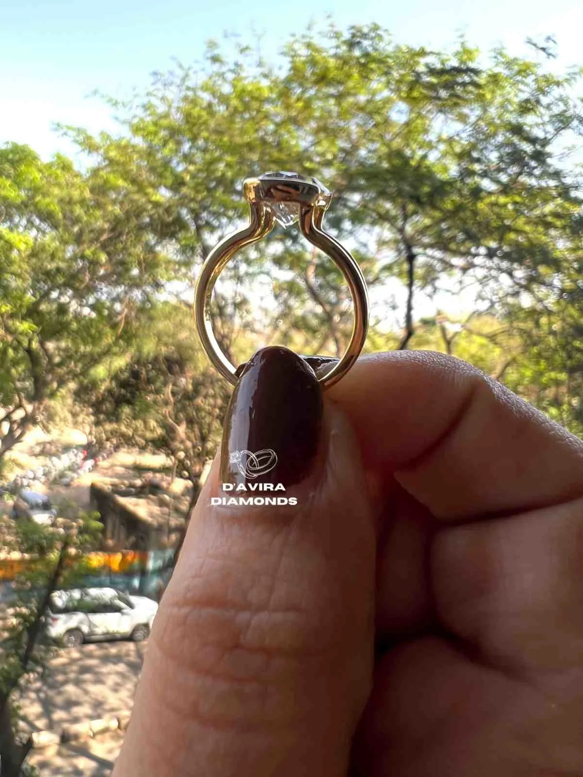 Half Bezel Oval Diamond Engagement Rings for Women Fine Jewelry 10K & 14K & 18K Gold,Platinum and Silver