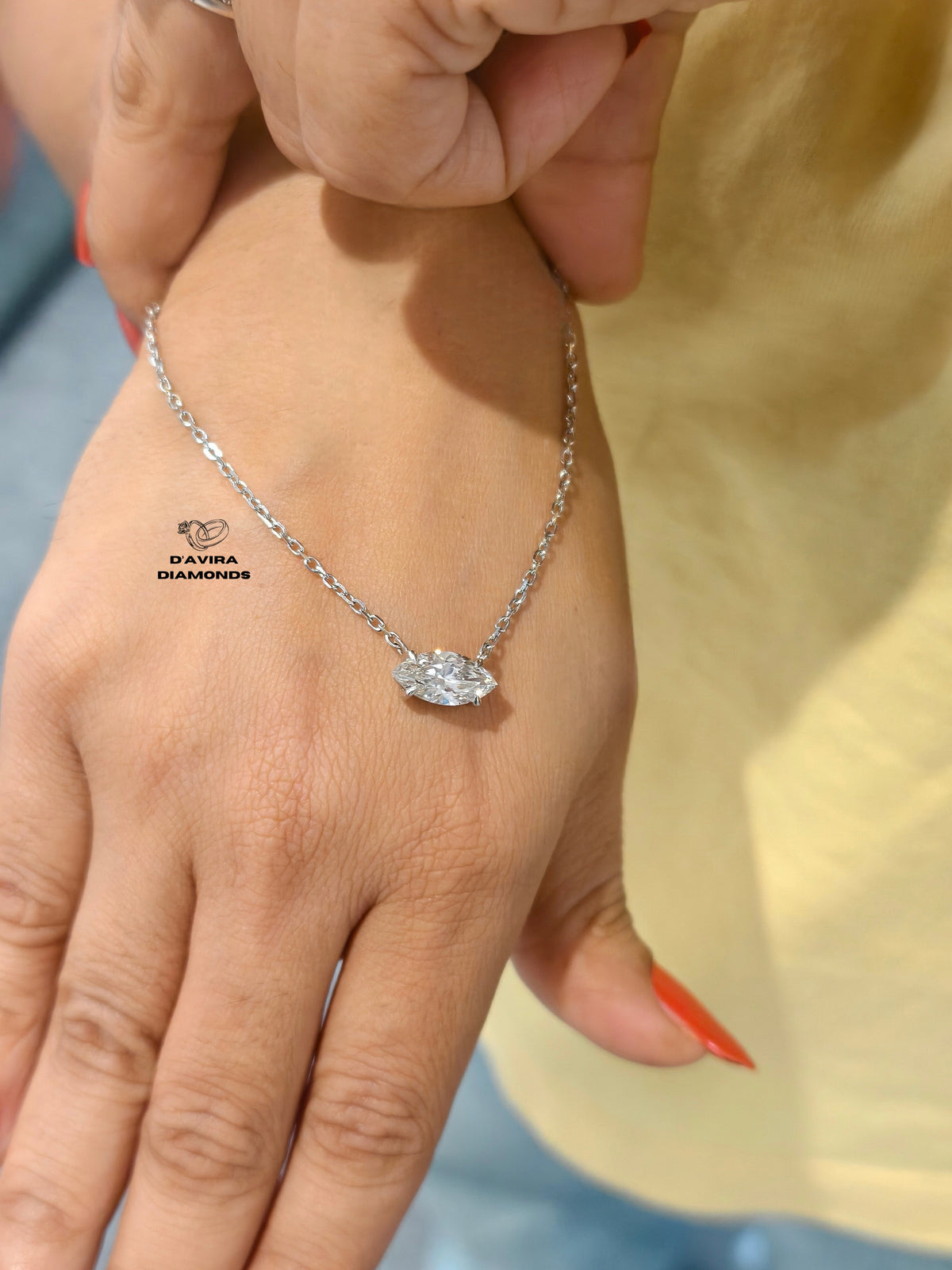 prong set diamond engagement necklace