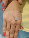 front view of the Emerald cut lab diamond necklace