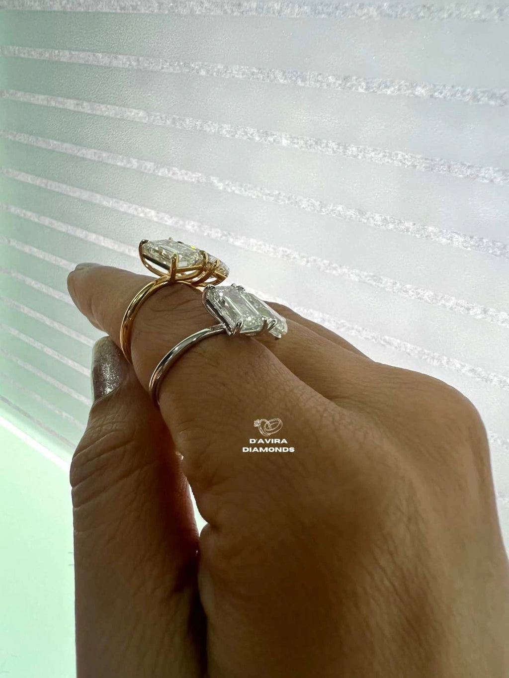 Toi Et Moi Emerald And Pear Diamond Engagement Ring