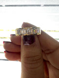 Yellow Gold Emerald Half Bezel Set Wedding Ring