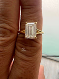 Emerald Cut Lab Diamond Solitaire Split Shank Ring