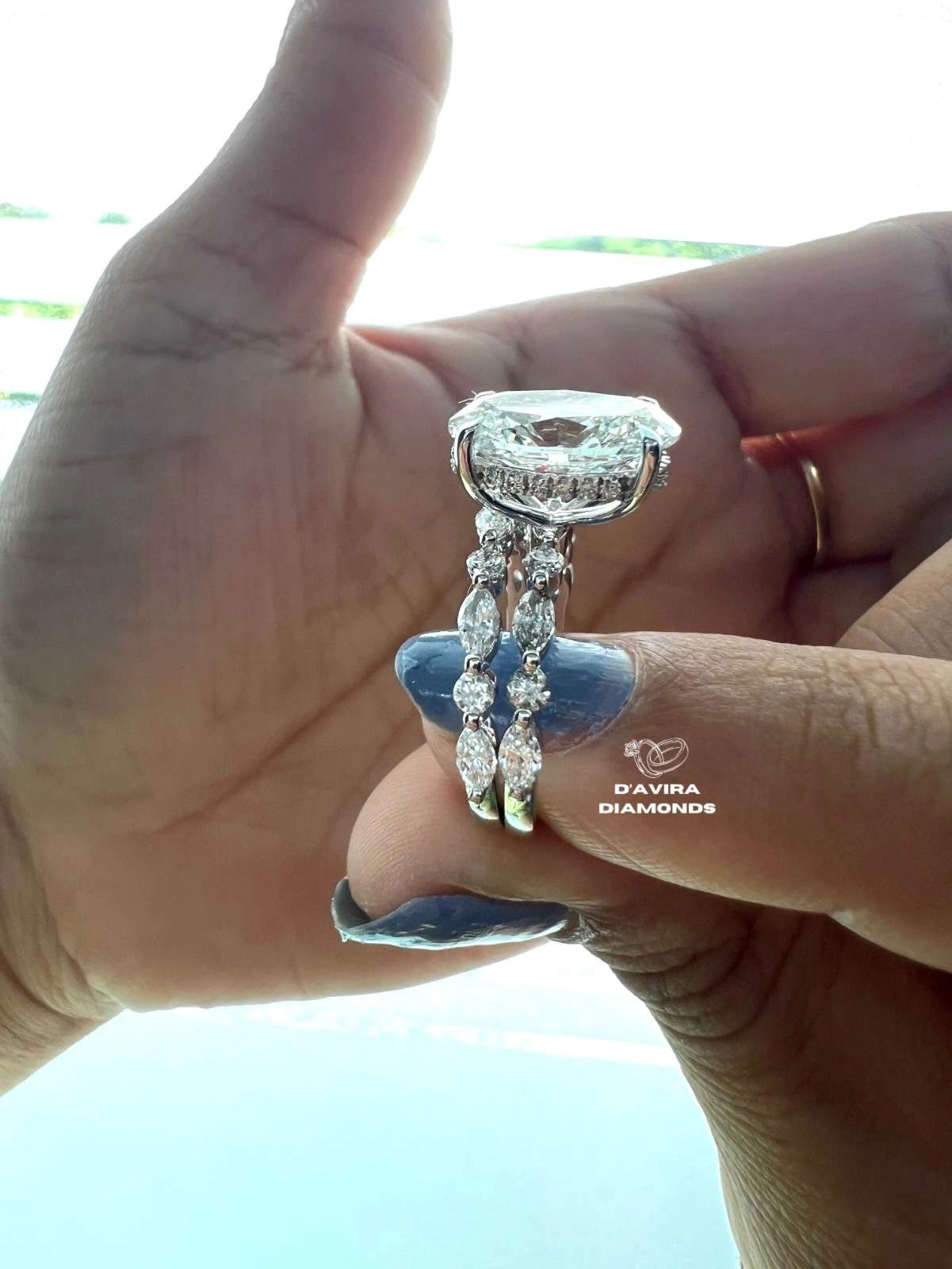 Oval Shape Lab Grown Diamond Hidden Halo Bridal Ring