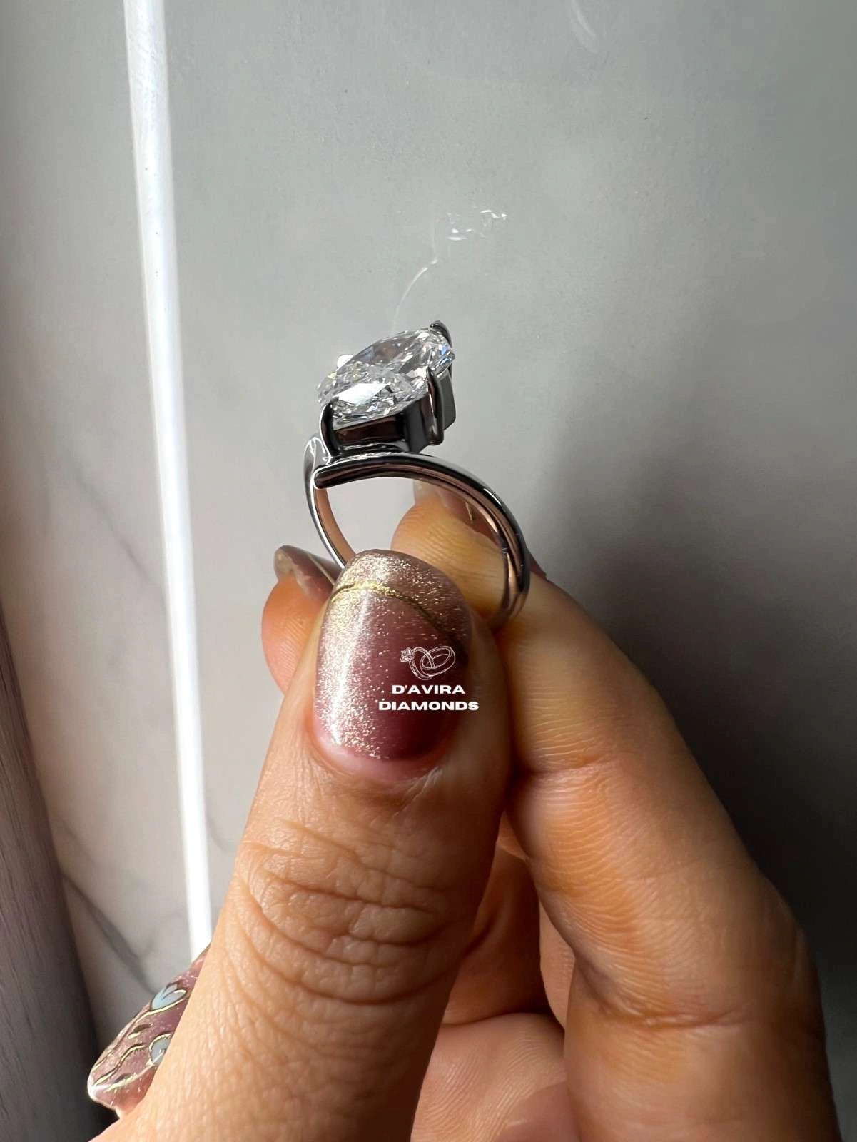 V Shape Hexagon Cut Solitaire Diamond Ring