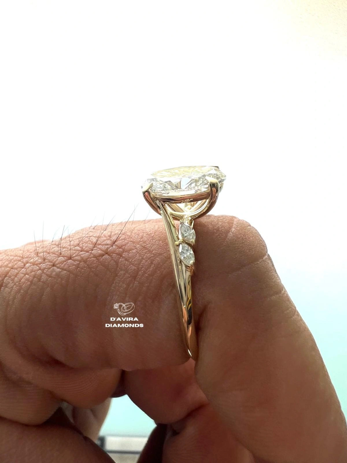 side view oval cut accent ring for women