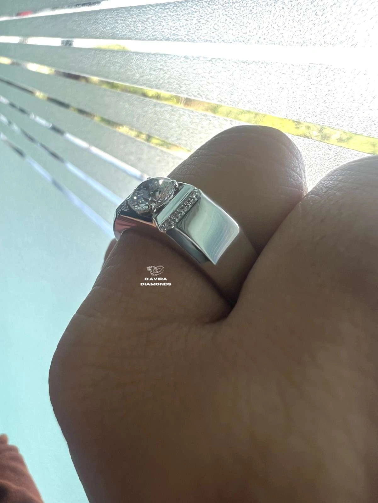 Round Cut Lab Diamond Engagement Ring For Men