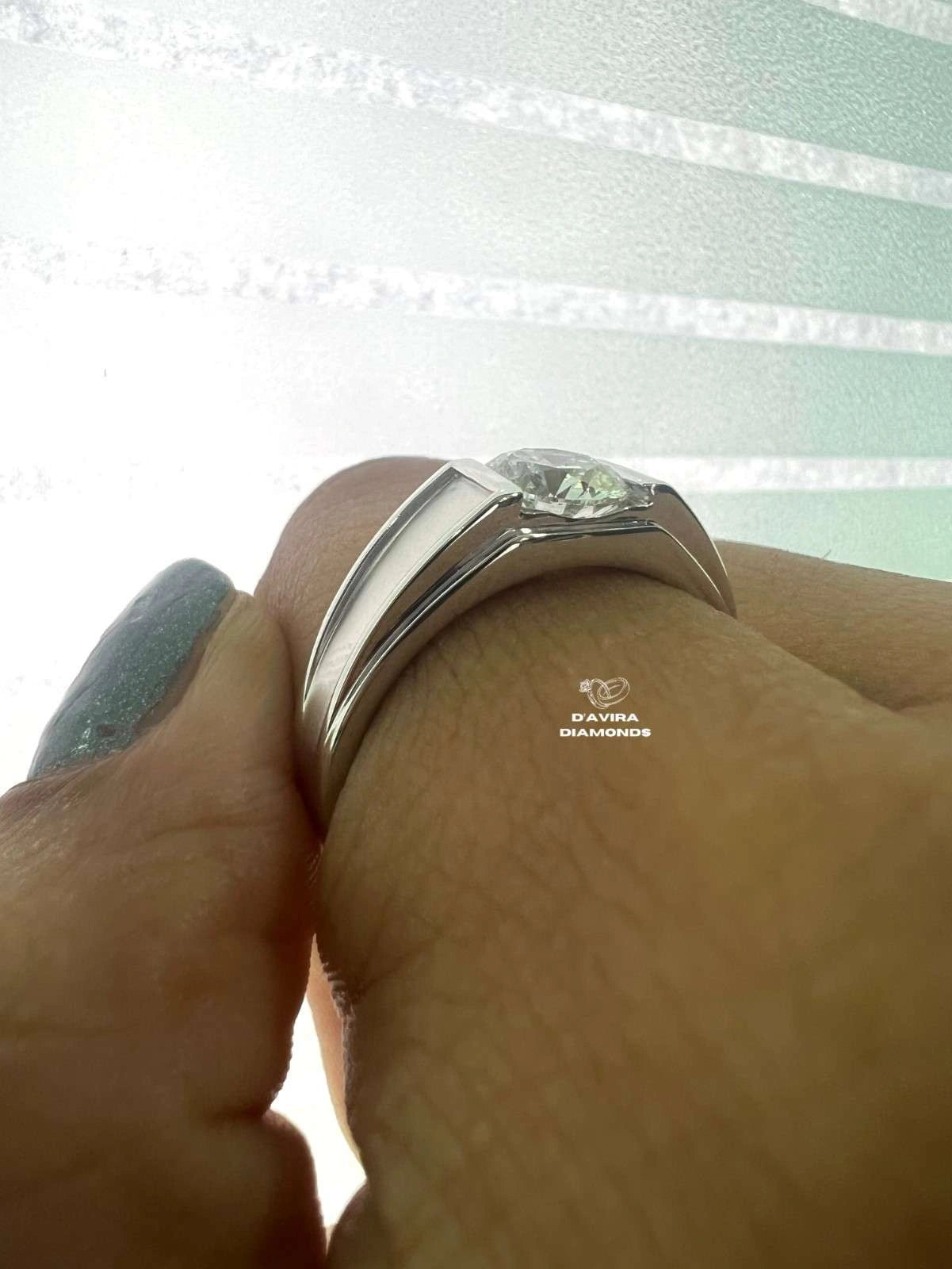 Round Brilliant Cut Solitaire Wedding Ring For Man
