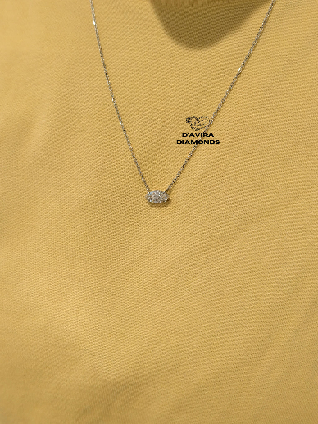 solitaire marquise cut lab diamond necklace 