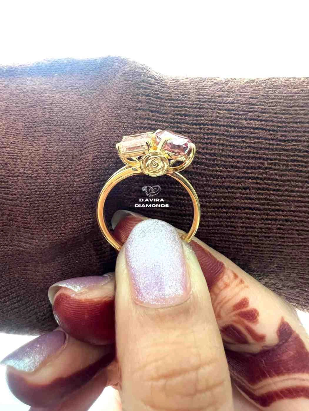 Toi Et Moi Oval And Emerald Cut Split Shank Ring
