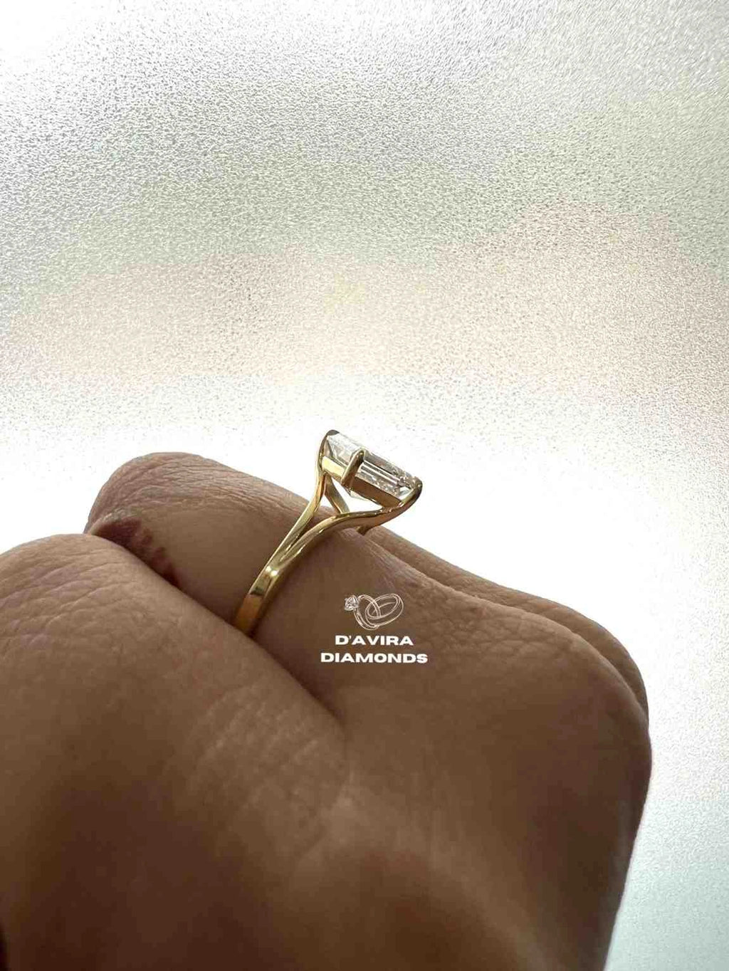 East West Asscher Cut Lab Diamond Engagement Ring