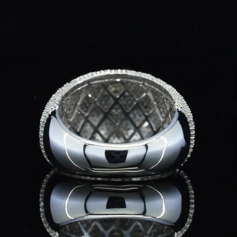 back view of the Diamond pave dome ring with detailed under-gallery