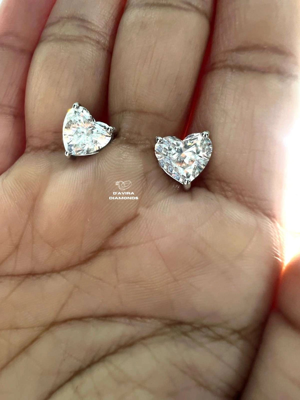 Heart Shaped Lab Diamond Prong Set Stud Earring