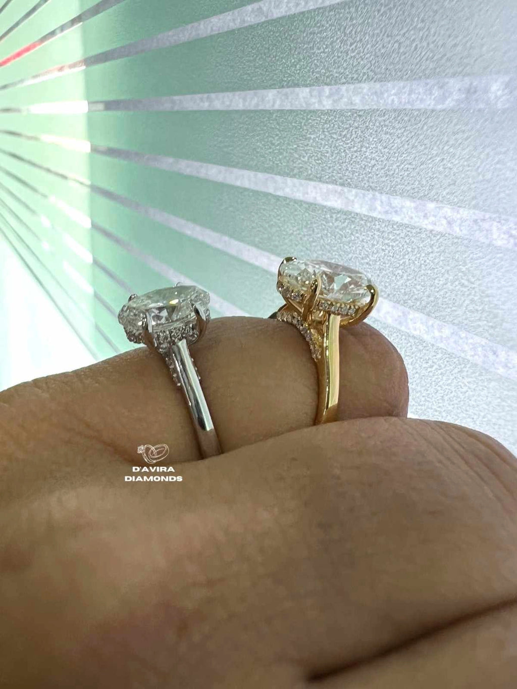 Oval Cut Hidden Halo Diamond Wedding Ring