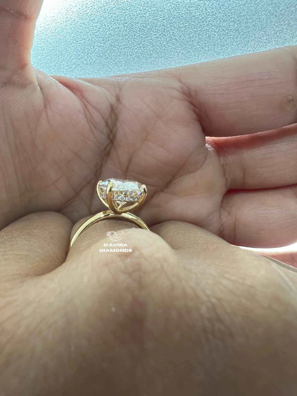 Pear Cut Hidden Halo Anniversary Ring