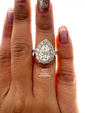 Pear Cut Lab Diamond Halo Wedding Ring For Women