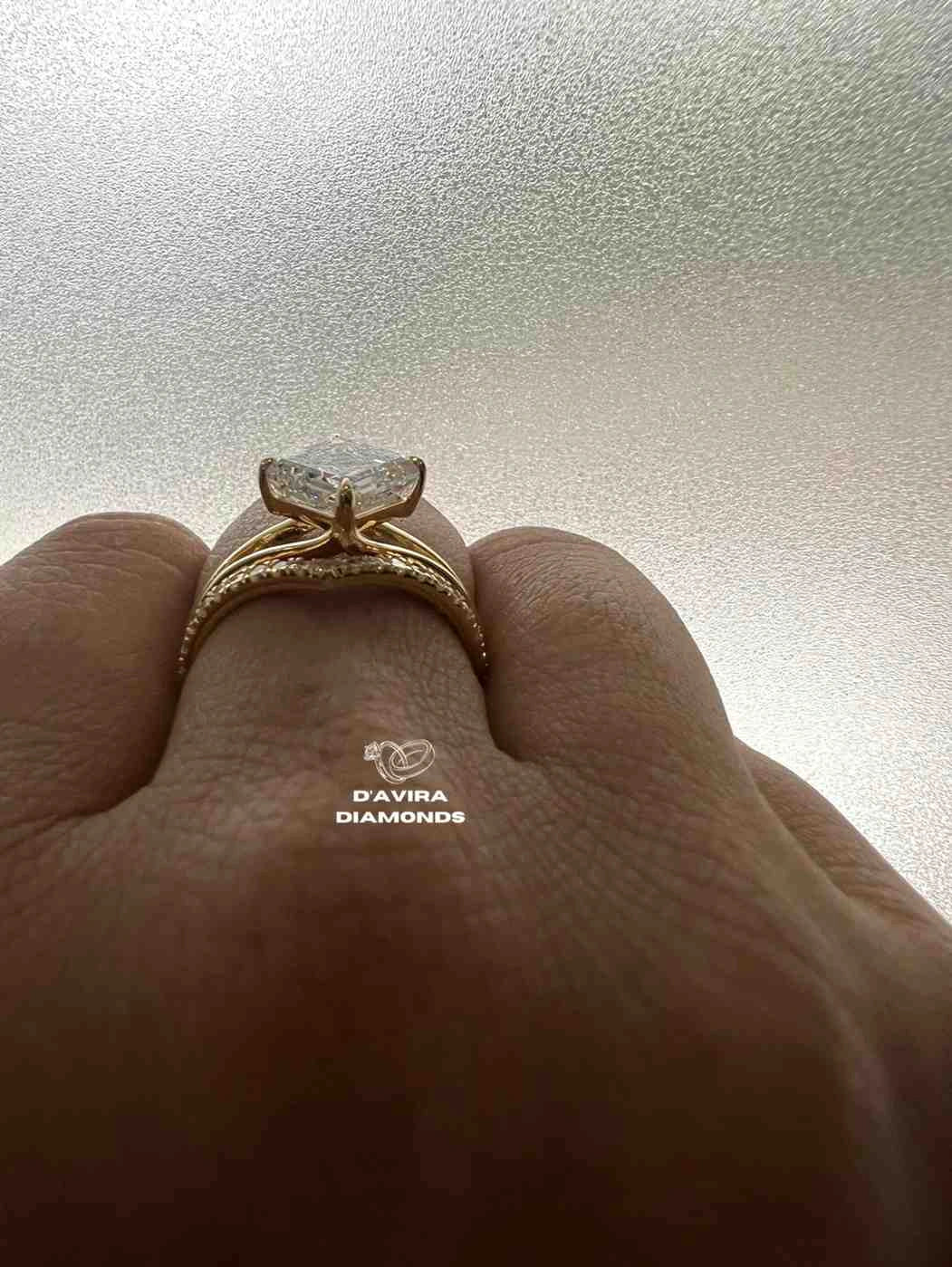 East West Asscher Cut Lab Diamond Wedding Bridal Set