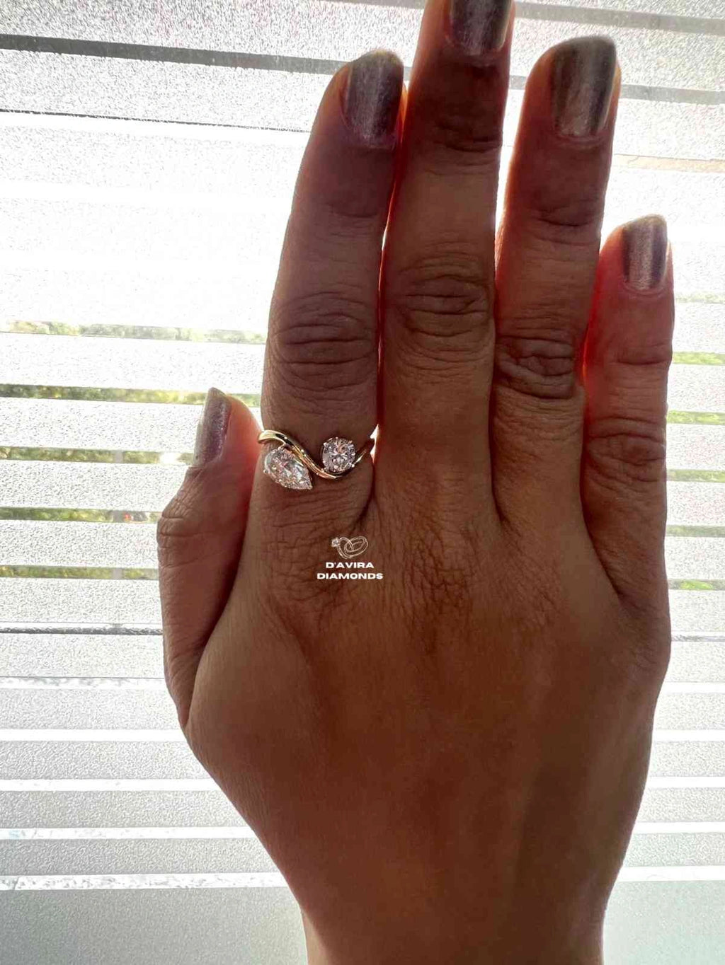 Pear And Round Toi Et Moi Wave Diamond Ring