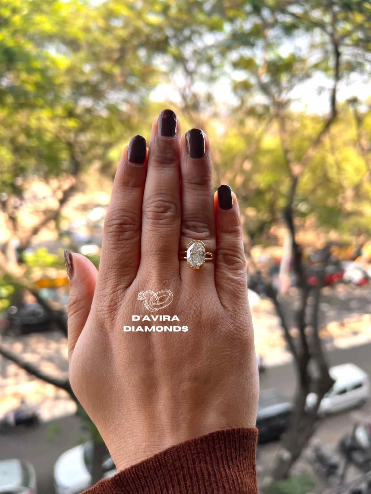 Half Bezel Oval Diamond Engagement Rings for Women Fine Jewelry 10K & 14K & 18K Gold,Platinum and Silver