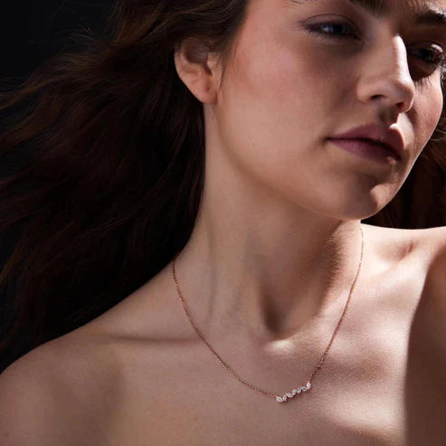 0.76 TCW Marquise Cut Lab Grown Diamond Gold Necklace, Dainty Jewelry