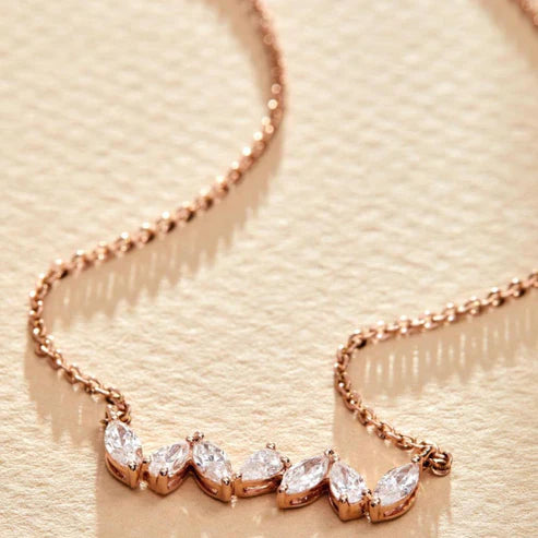 0.76 TCW Marquise Cut Lab Grown Diamond Gold Necklace, Dainty Jewelry
