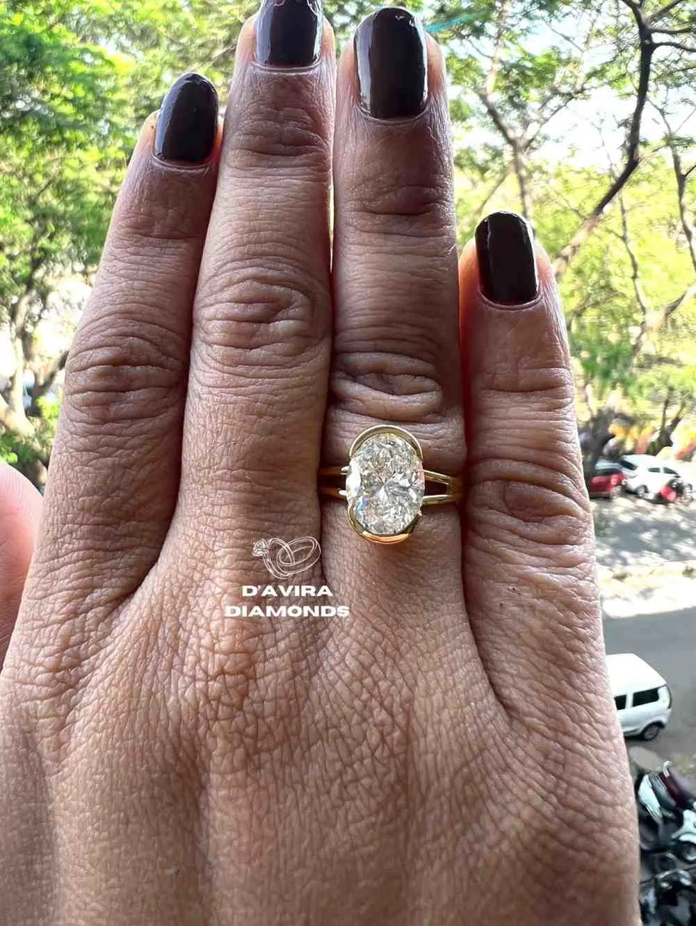 Half Bezel Oval Diamond Engagement Rings for Women Fine Jewelry 10K & 14K & 18K Gold,Platinum and Silver