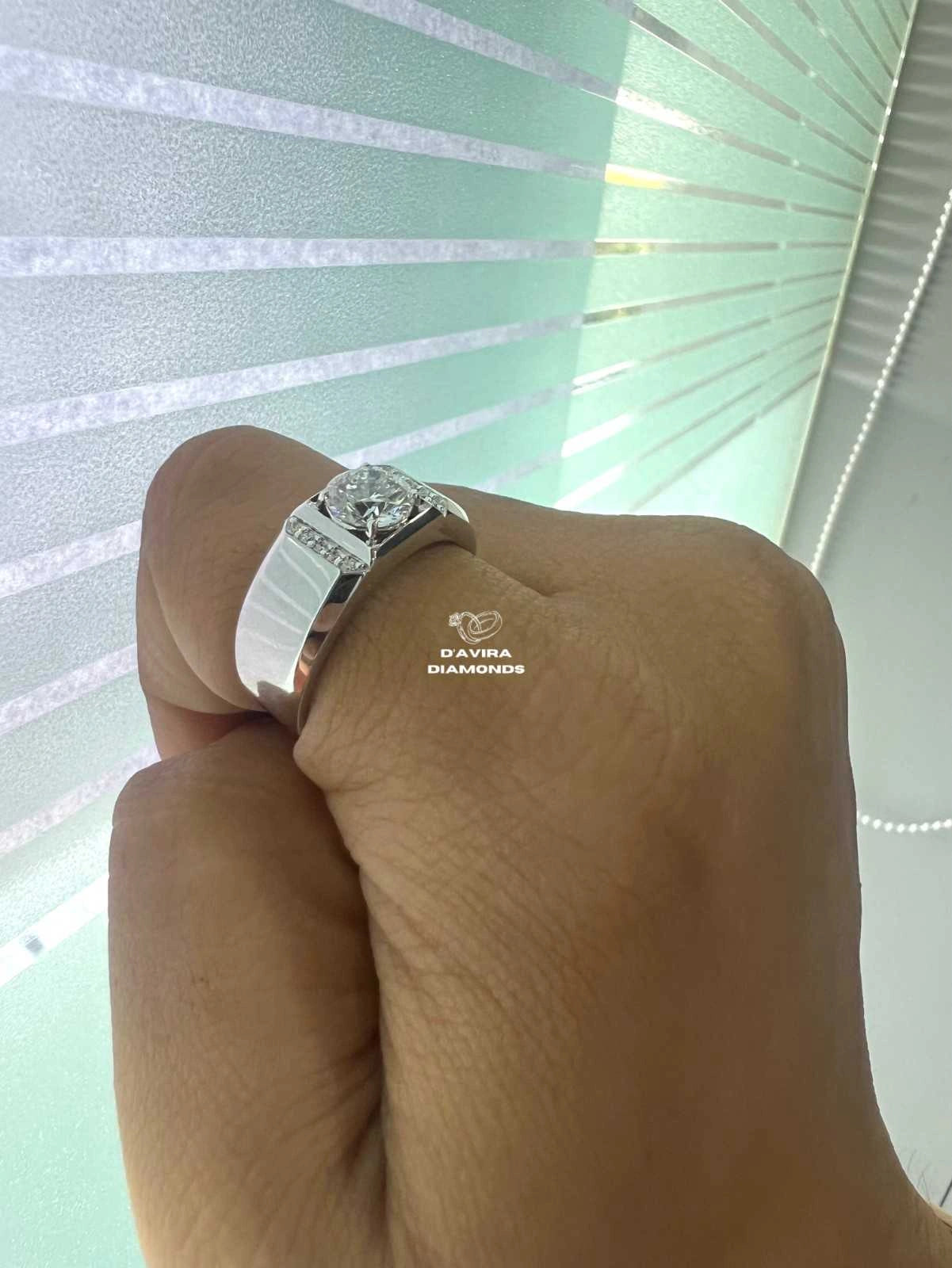 Round Cut Lab Diamond Engagement Ring For Men