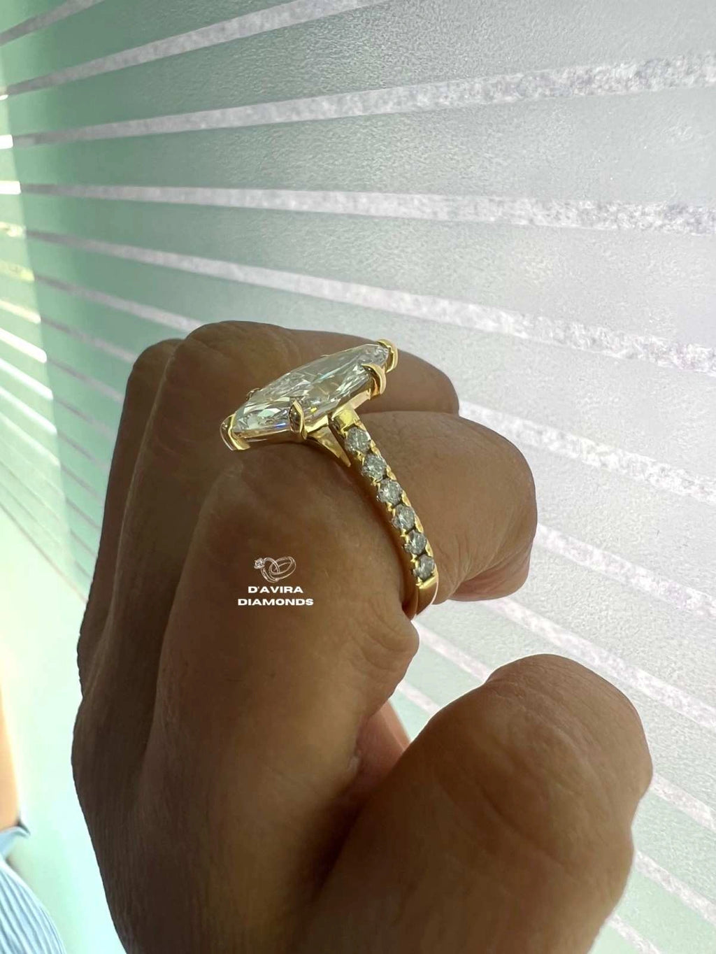 Marquise Cut Pave Set Lab Grown Diamond Ring