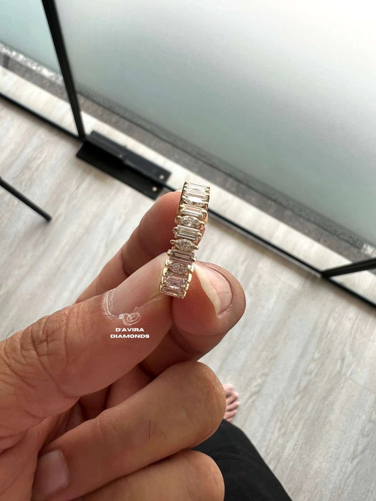 Marquise And Baguette Cut Lab Diamond Half Eternity Band