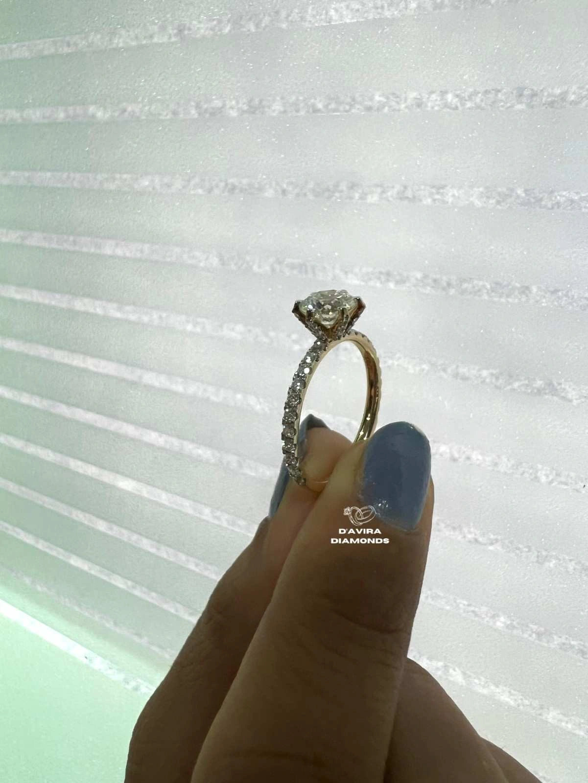 Round Cut Lab Grown Hidden Halo Engagement Ring